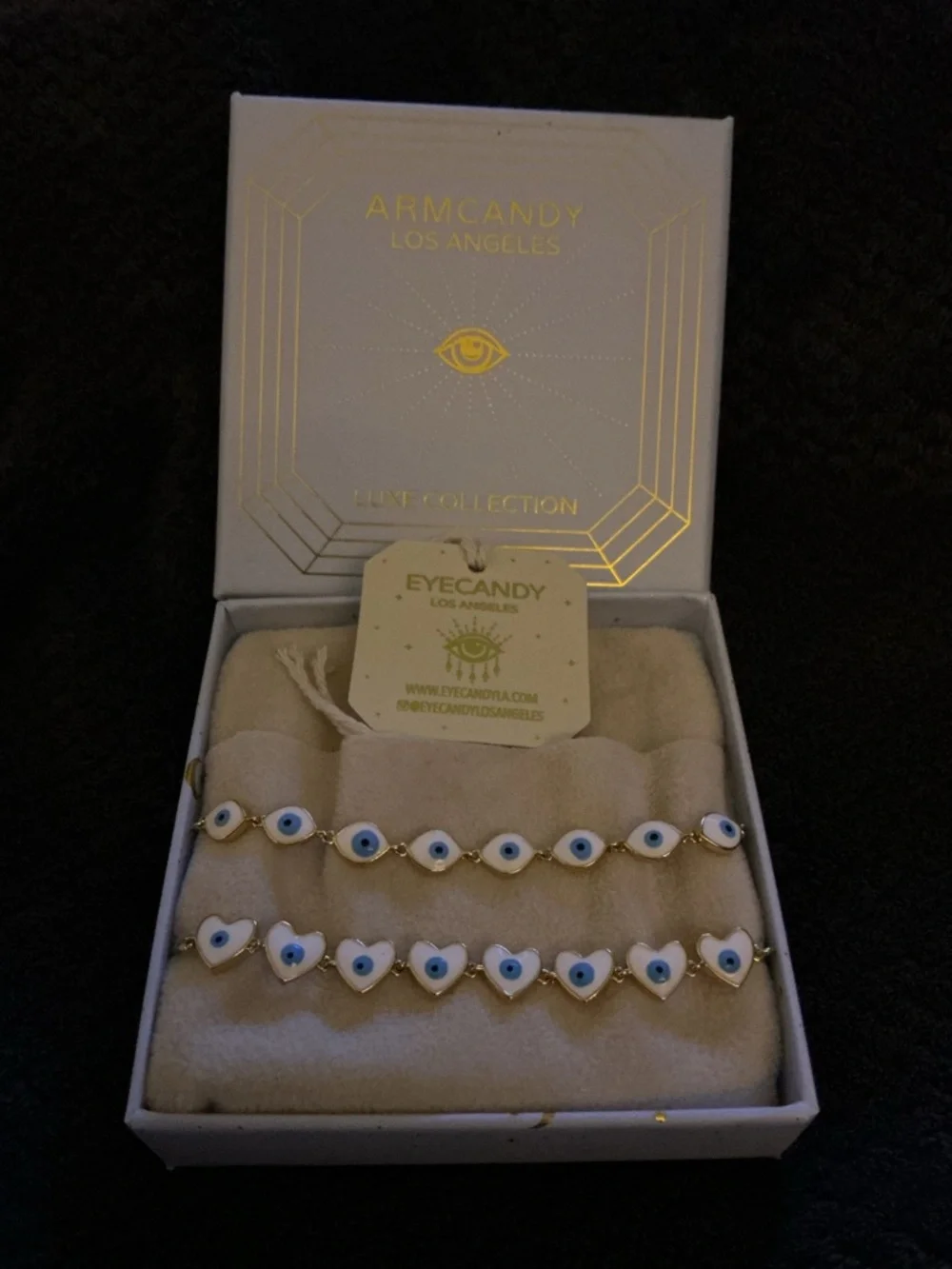 Eye Candy Los Angeles Heart & Eye Enamel Stone Bracelet Set